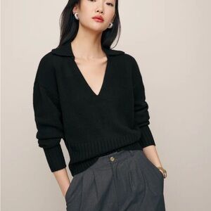 Reformation Black V-Neck Sweater